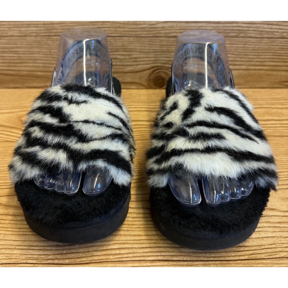Koolaburra by Ugg Women Shoes Fuzz'n II Zebra‎ Slippers Furry Size 8 EU 39 - Picture 5 of 9